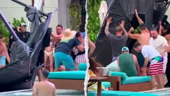Terrifying scene unfolds as metal cabana frame crashes into packed casino pool area Education Melbourne